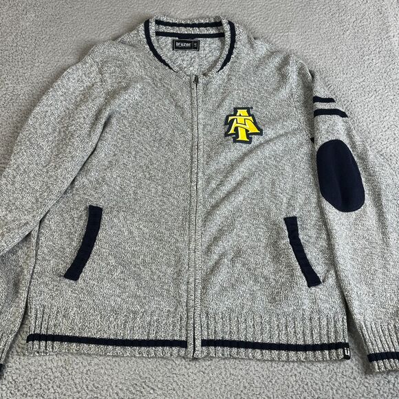 North Carolina AT&T Aggies Sweater Mens L Cardigan Full Zip Varsity Elbow Patch - Picture 1 of 12